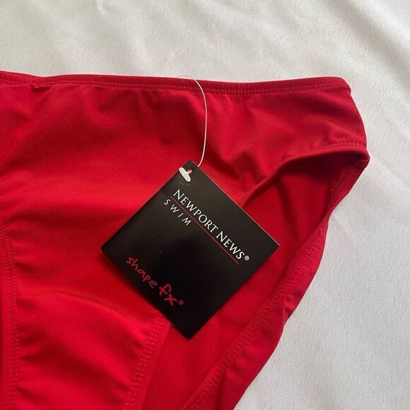 NWT Newport News Shape FX Red Bathing Suit Bottoms Size 8 High Cut 90s 2000s Y2K - Picture 2 of 6